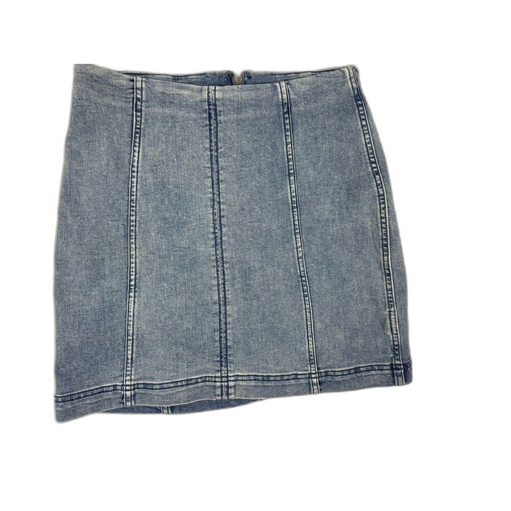 Free People Size 6 Womens Skirt Denim Jean Short Stretch Med Wash